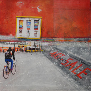 "ART SALE - Berlin" mixed media, canvas, 100 x 100 cm ...mrs more (stefanie ramsel)