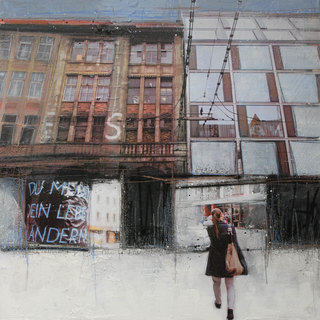 "DU MUSST DEIN LEBEN ÄNDERN -Berlin" mixed media, canvas, 100 x 100 cm ...mrs more (stefanie ramsel)